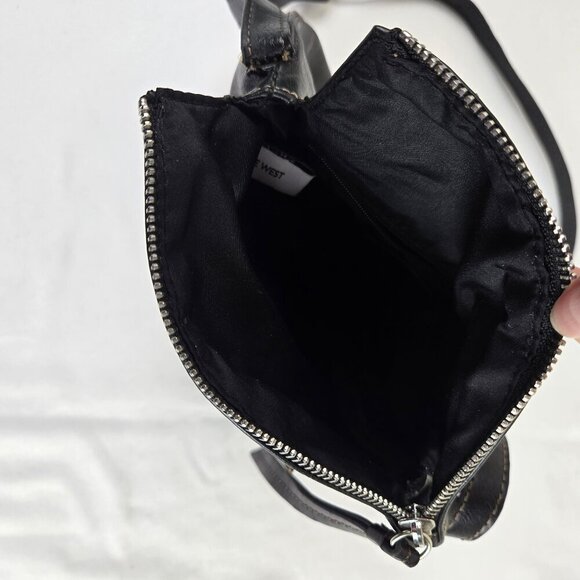 Nine West Black Foldover Crossbody Bag Adustable Long Strap Faux Leather - Picture 11 of 16